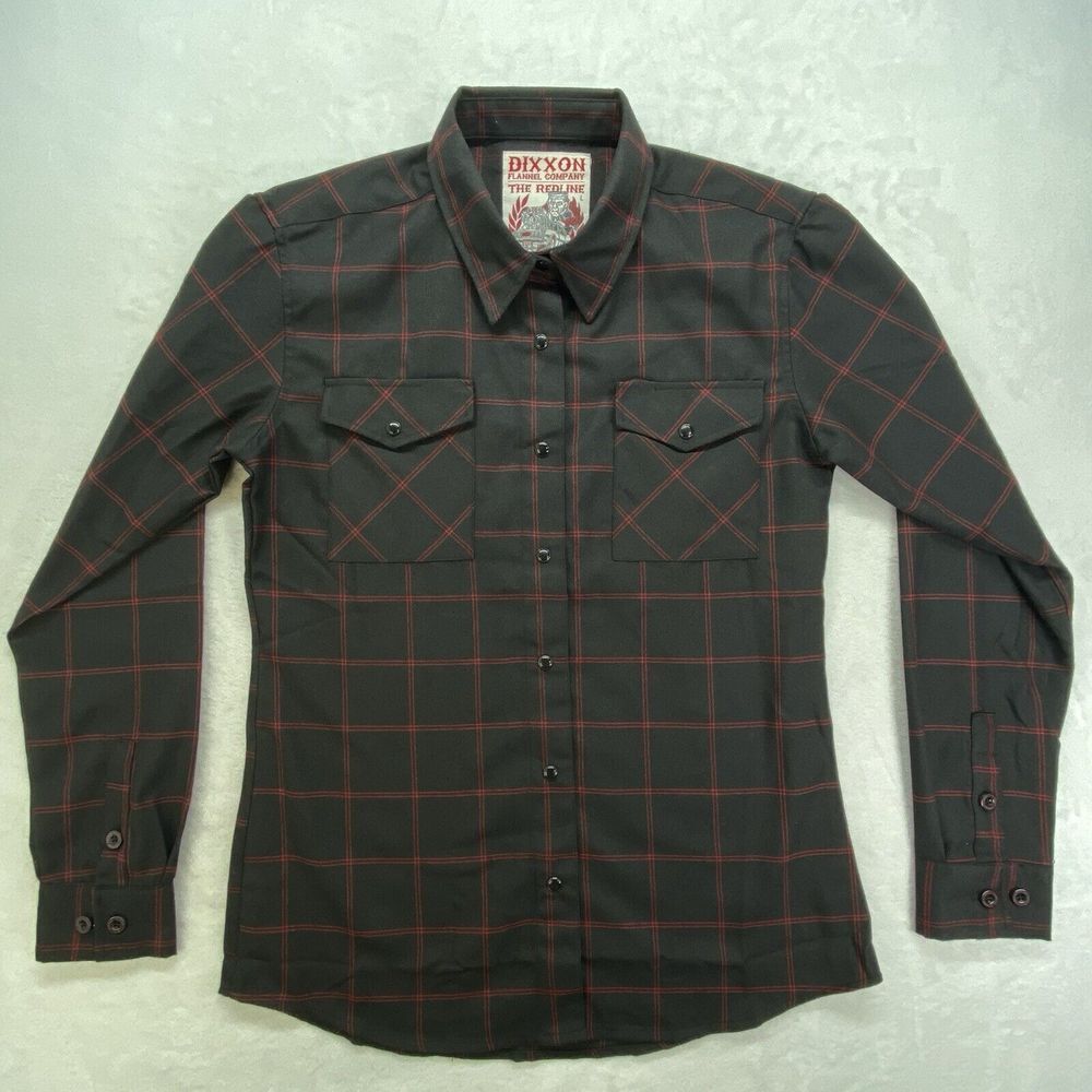 Dixxon Flannel Co Womens L The Redline Plaid Flannel‎ Shirt Snap Button - flaw